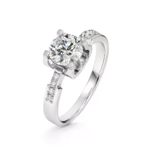 C-Prong Hidden Halo Ring