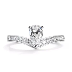Pear V-Shape Channel Ring
