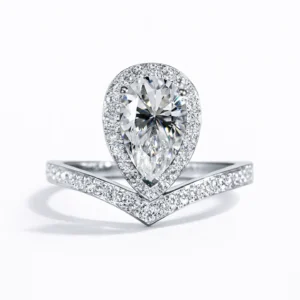 Pear V-Shape Channel Halo Ring