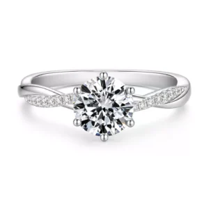 Twisted 6-Prong Half-Eternity Crown Ring